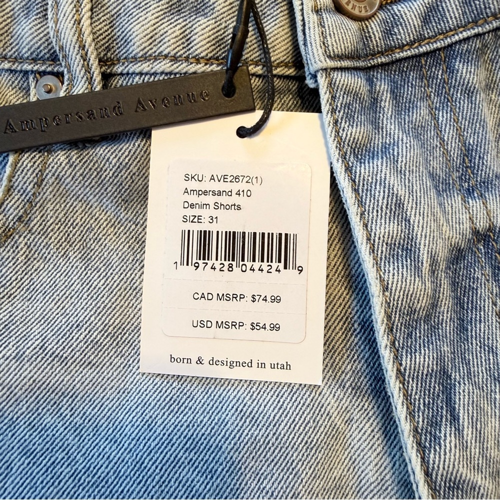 AMPERSAND AVE Light Blue Distressed High-Rise Denim Shorts - Picture 7 of 7